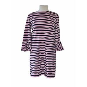 Draper James Womens Small Dress Pointe  Ruffle Sleeve Pink Blue Striped